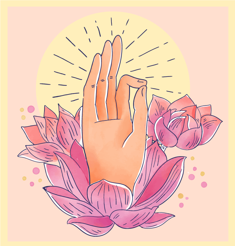 Spirituele bloesem illustratie vinyl tapijt mandala - TenStickers