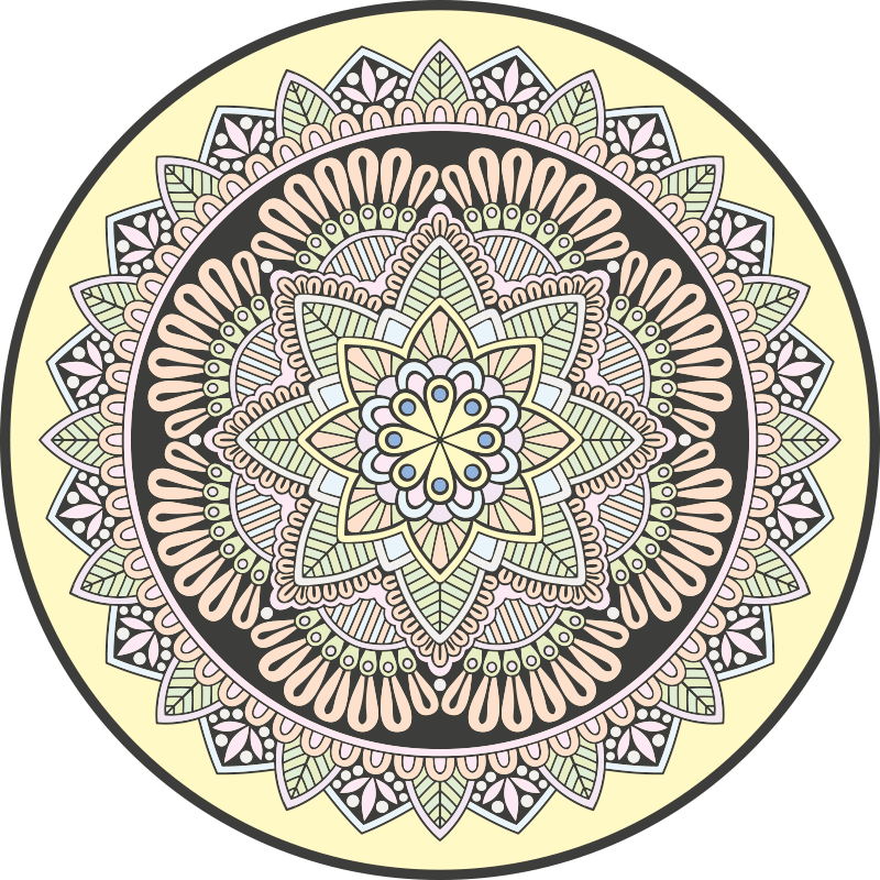 Complex cirkelvormig motief vinyl tapijt mandala - TenStickers