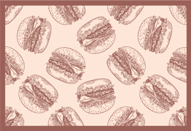 Hamburger illustraties dieren vinyl tapijt - TenStickers