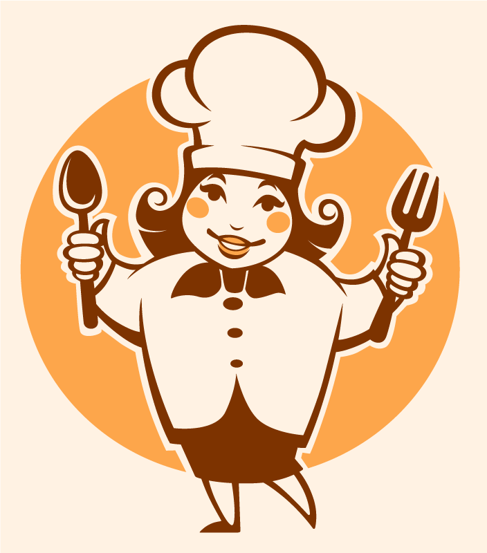 Vrolijk chef-koksilhouet vinyl vloerkleed keuken - TenStickers