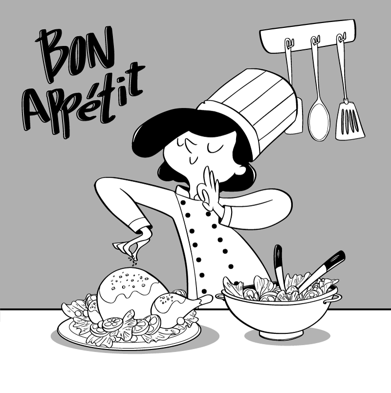 Cartoon chef-kok illustratie vinyl vloerkleed keuken - TenStickers