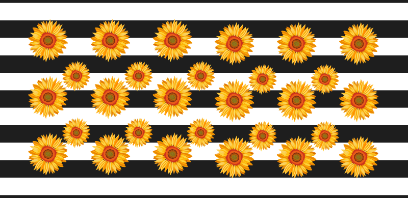 Zonnebloem strepen vinyl tapijt bloemen en planten - TenStickers