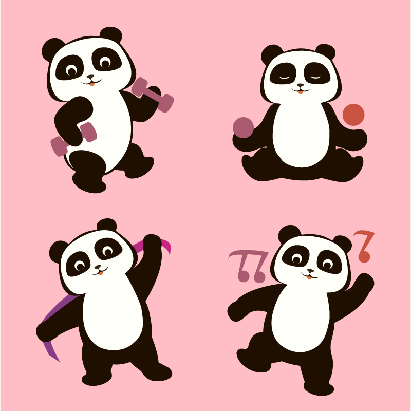Panda-dansmotief vinyl tapijt kind - TenStickers