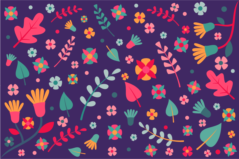 Bloemenkleur explosie vinyl tapijt bloemen en planten - TenStickers