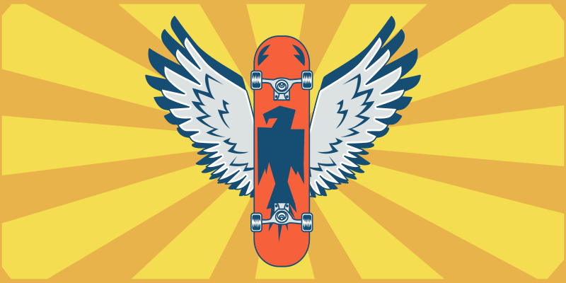 Skateboardvleugels decor vinyl tapijt voor meer kinderen - TenStickers
