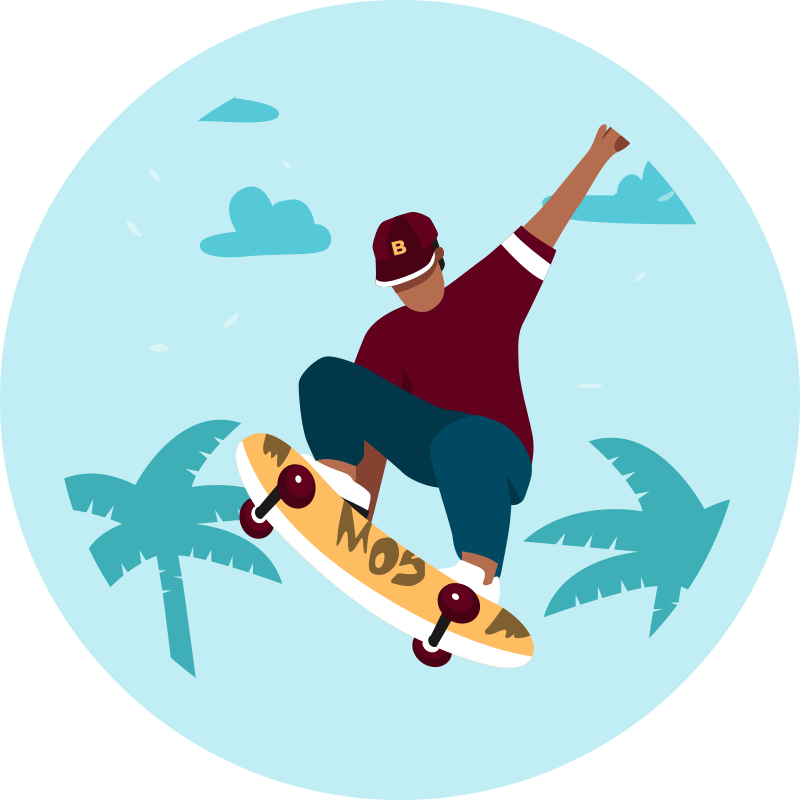 Skateboarden illustratie vinyl tapijt tiener - TenStickers