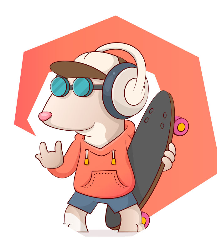 Skater muis illustratie vinyl tapijt voor meer kinderen - TenStickers