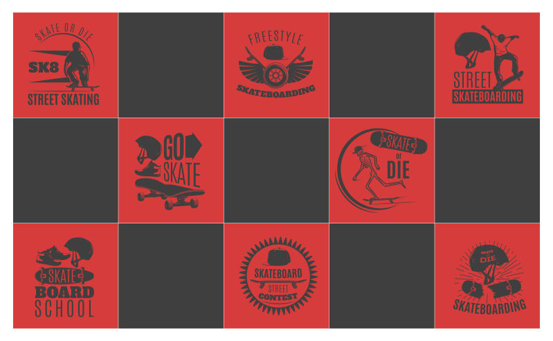 Skateboard thema vinyl tapijt spel - TenStickers