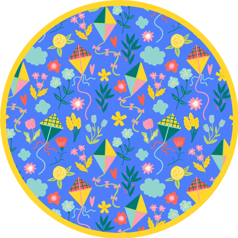 Bloemenvliegermotief vinyl tapijt bloemen en planten - TenStickers