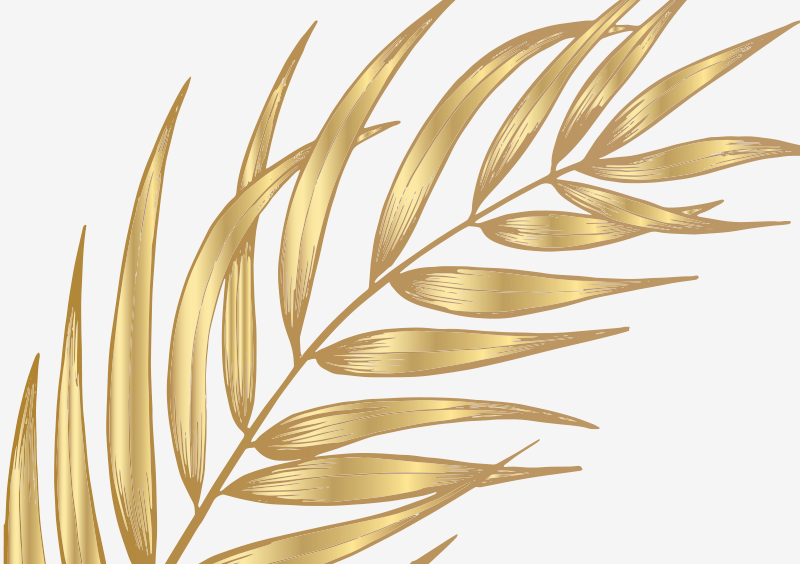 Gouden bladpatroon vinyl tapijt bloemen en planten - TenStickers