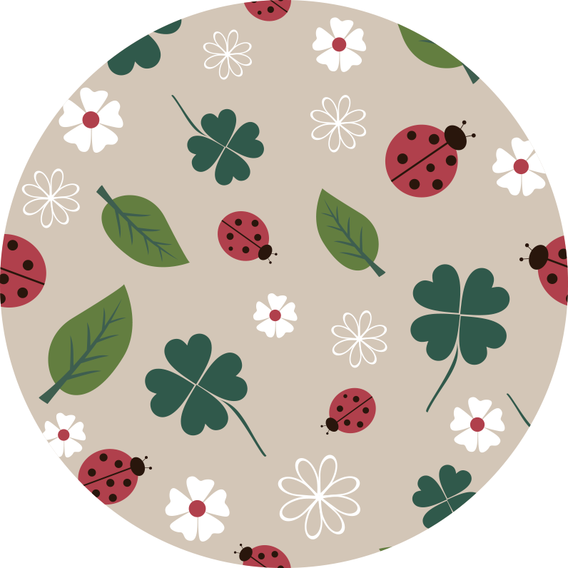 Lente lieveheersbeestjes vinyl tapijt bloemen en planten - TenStickers