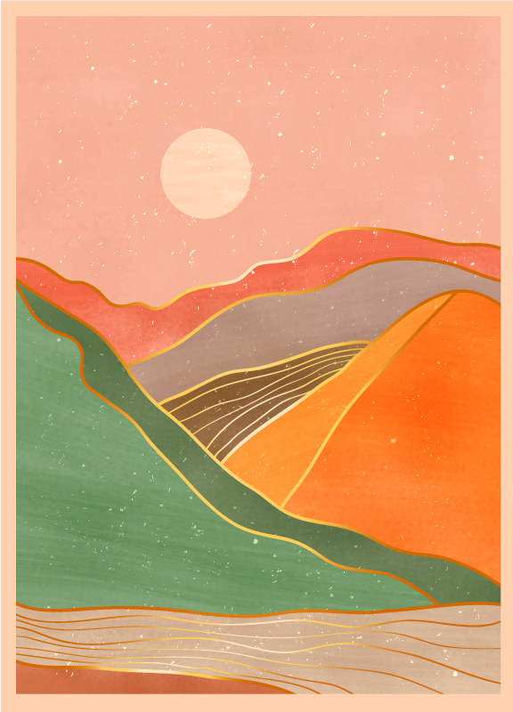 Abstract berglandschap vinyl tapijt modern - TenStickers