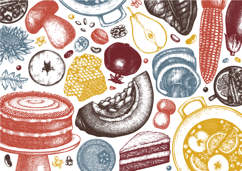 Culinaire illustraties vinyl vloerkleed keuken - TenStickers