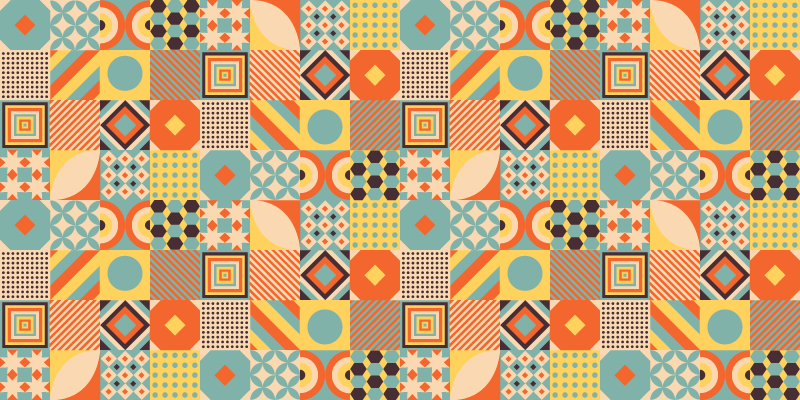 Vinyl tapijt geometrisch levendig tegelconcept - TenStickers