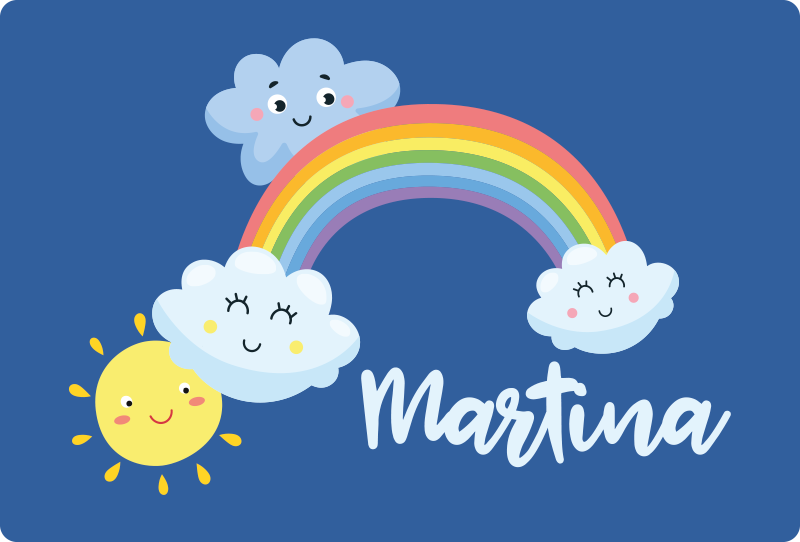 Vinyl tapijt voor meer kinderen op maat wolken met regenboog - TenStickers