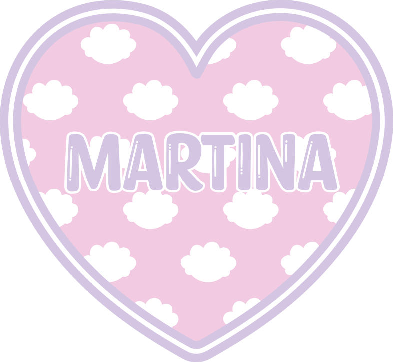 Hartvormig met wolken vinyl tapijt met naam - TenStickers