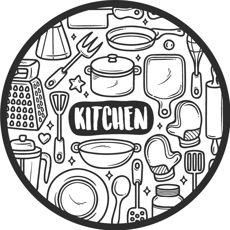 Essentiële grafische afbeeldingen vinyl vloerkleed rond - TenStickers