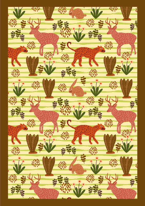 Safari wildlife patroon dieren vinyl tapijt - TenStickers