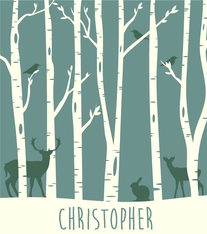 Thema bosvrienden vinyl tapijt met naam - TenStickers