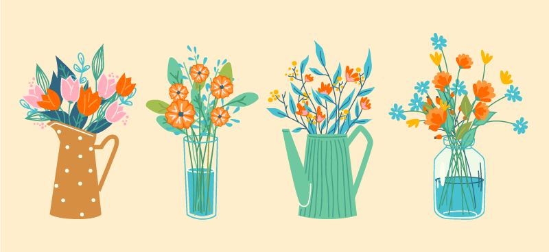 Vinyl tapijt bloemen en planten bloemstuk presentatie - TenStickers