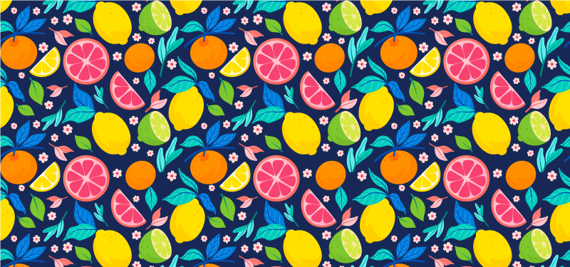 Kleurrijk citruspatroon vinyl vloerkleed keuken - TenStickers