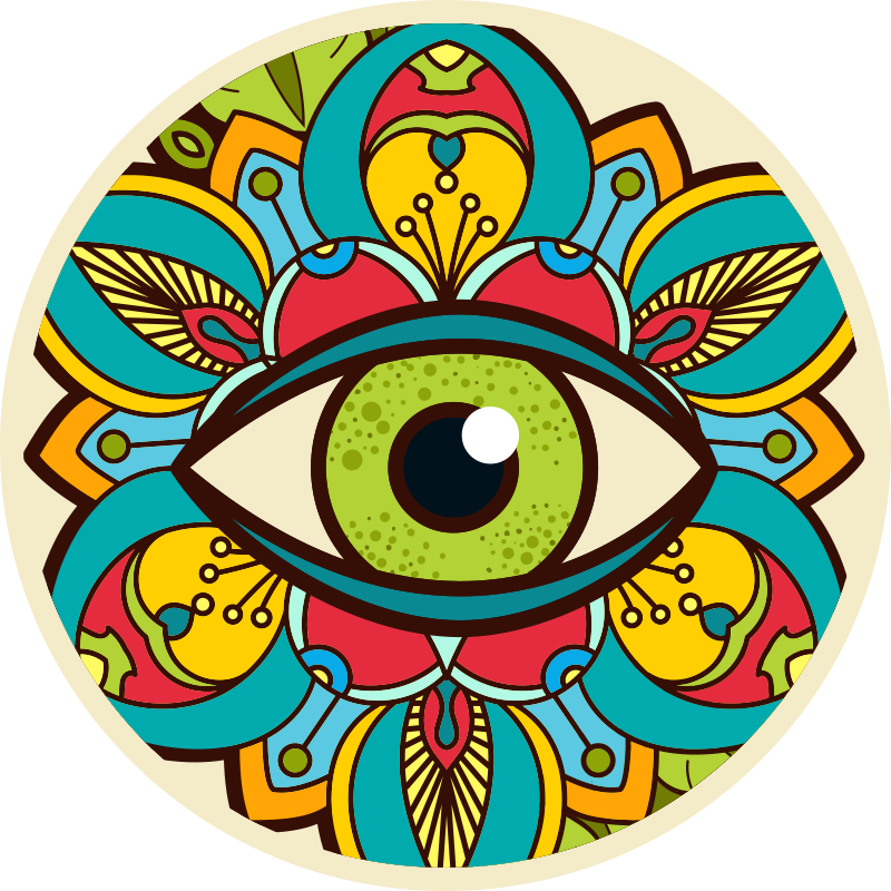 Kleurrijk oogpatroon vinyl tapijt mandala - TenStickers