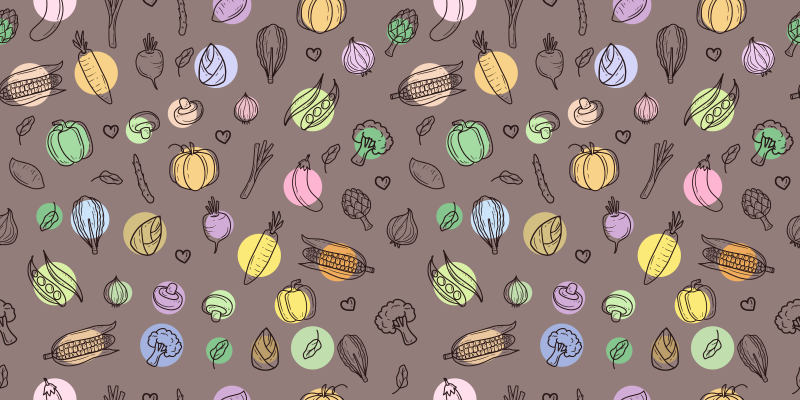 Kleurrijk groentepatroon vinyl vloerkleed keuken - TenStickers