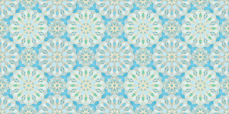 Blauwe ingewikkelde elementen vinyl tapijt mandala - TenStickers