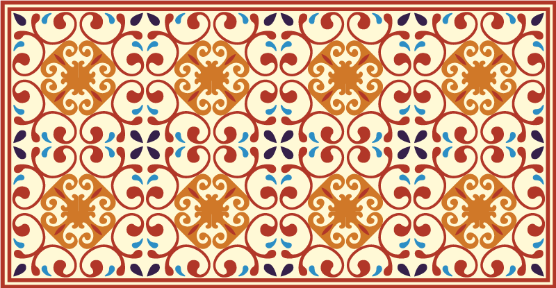 Uitgebreid botanisch motief vinyl tapijt mozaïek - TenStickers