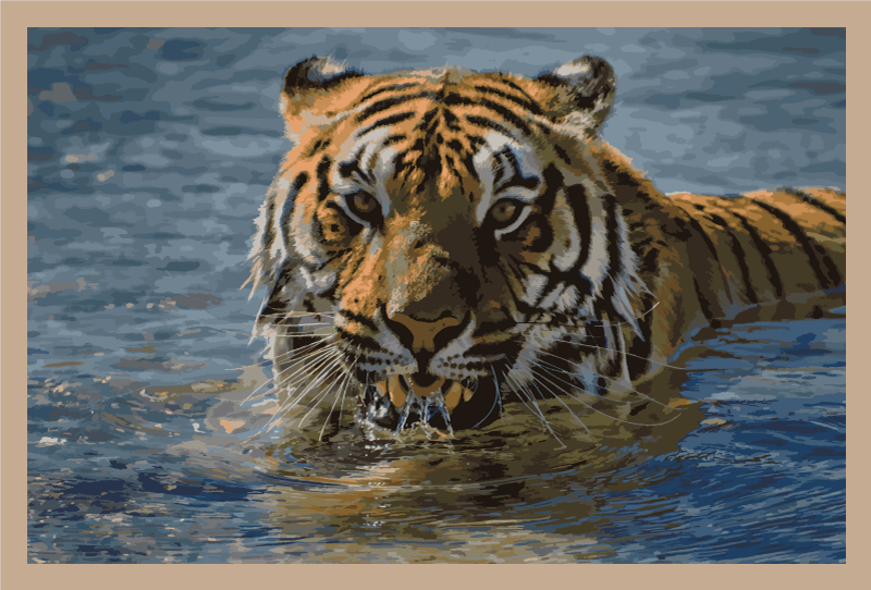 Tijger in het water dieren vinyl tapijt - TenStickers
