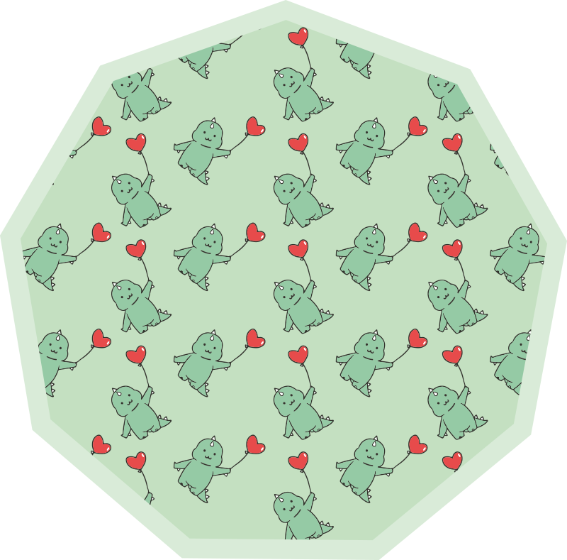 Groene draken met harten vinyl tapijt kind - TenStickers