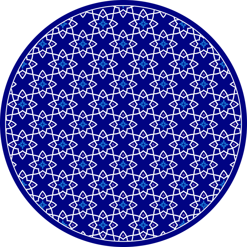 Azuurblauw bloemmotief vinyl tapijt mozaïek - TenStickers