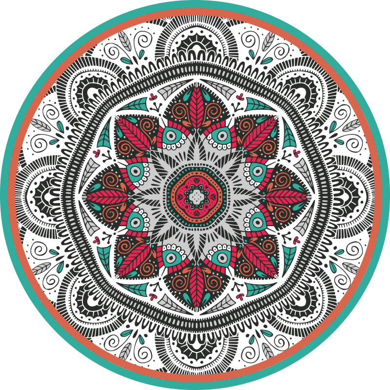 Cirkelvormige grijze focus vinyl tapijt mandala - TenStickers