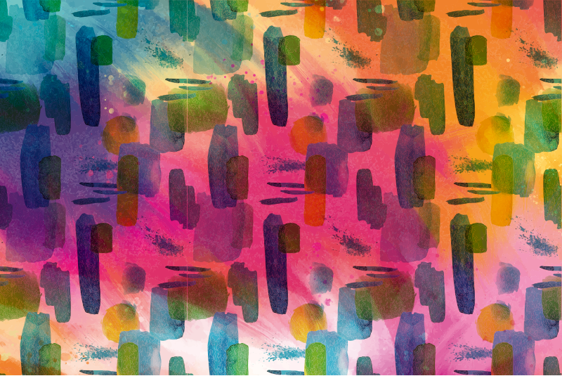 Artistieke kleursegmenten vinyl tapijt woonkamer - TenStickers