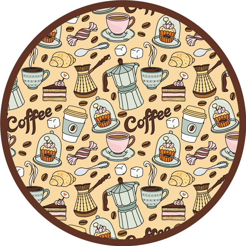 Rond koffieontwerp vinyl vloerkleed keuken - TenStickers