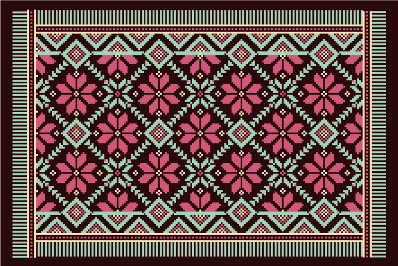 Noordse bloemeninspiratie vinyl tapijt woonkamer - TenStickers