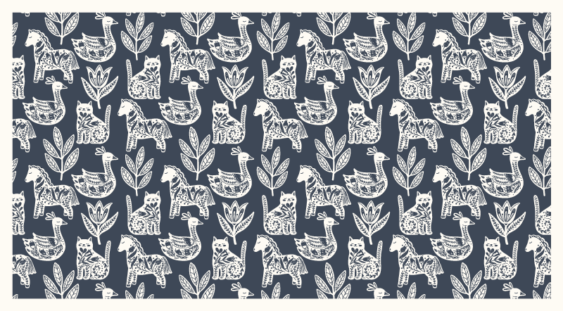 Heerlijke dierenillustraties dieren vinyl tapijt - TenStickers