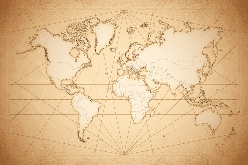 Antiek beige design vinyl tapijt wereldkaart - TenStickers