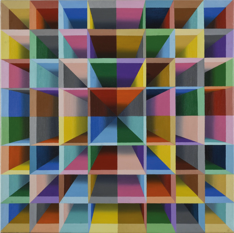 Levendige geometrie vinyl tapijt woonkamer - TenStickers