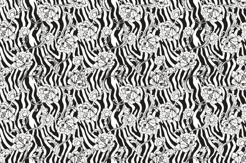 Bloemen zebrapatroon vinyl tapijt dierenprint - TenStickers