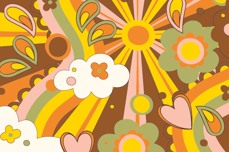 Retro bloemenuitbarsting vinyl tapijt voor meer kinderen - TenStickers