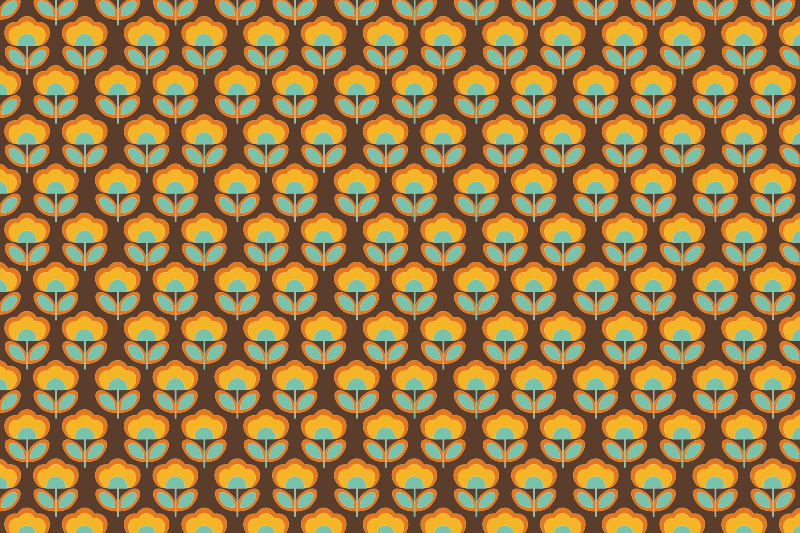 Vintage bruin design vinyl tapijt bloemen en planten - TenStickers