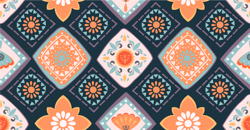 Levendig bloemmotief vinyl tapijt badkamer - TenStickers