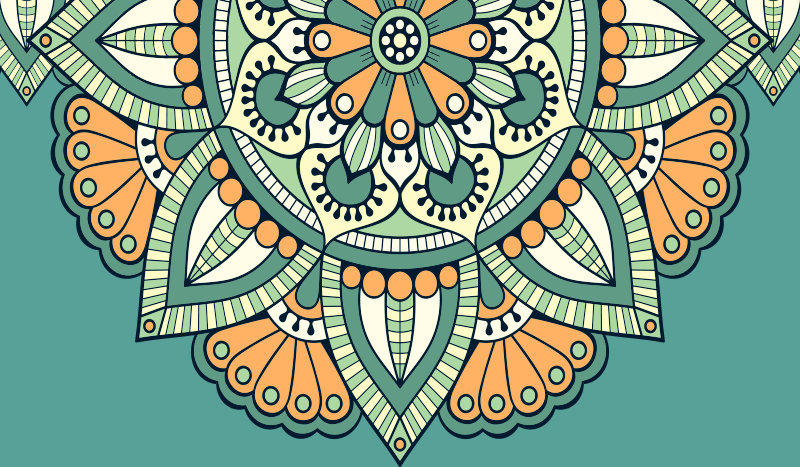 Half bloemenmotief vinyl tapijt mandala - TenStickers