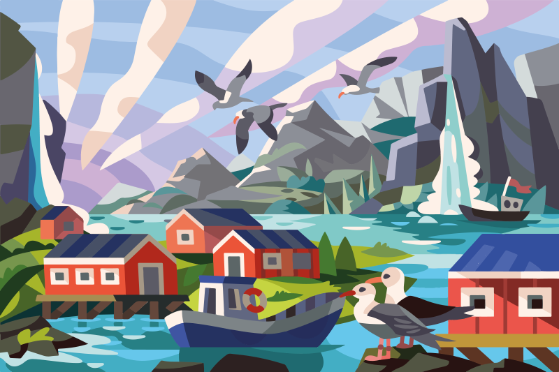 Noorse kust vinyl tapijt natuur - TenStickers