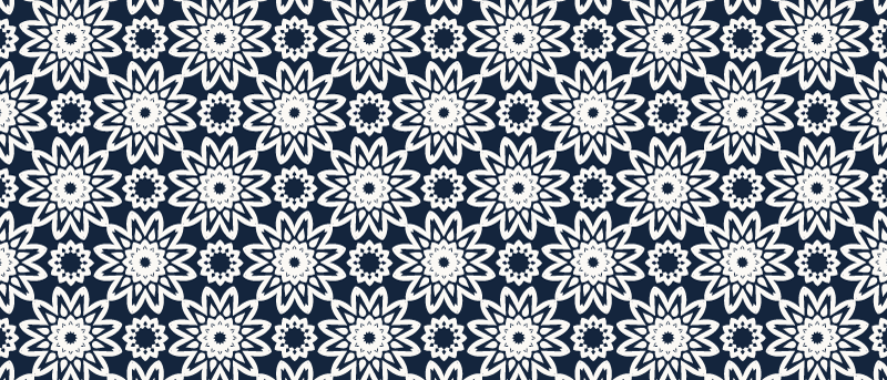 Marineblauw bloemenmotief vinyl vloerkleed keuken - TenStickers