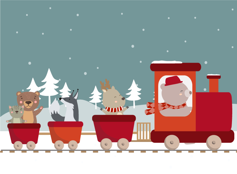 Dierentreinavontuur vinyl tapijt voor meer kinderen - TenStickers