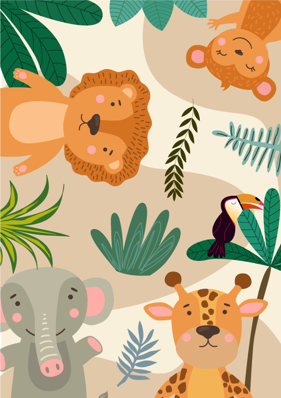 Safari jungle vrienden vinyl tapijt baby - TenStickers