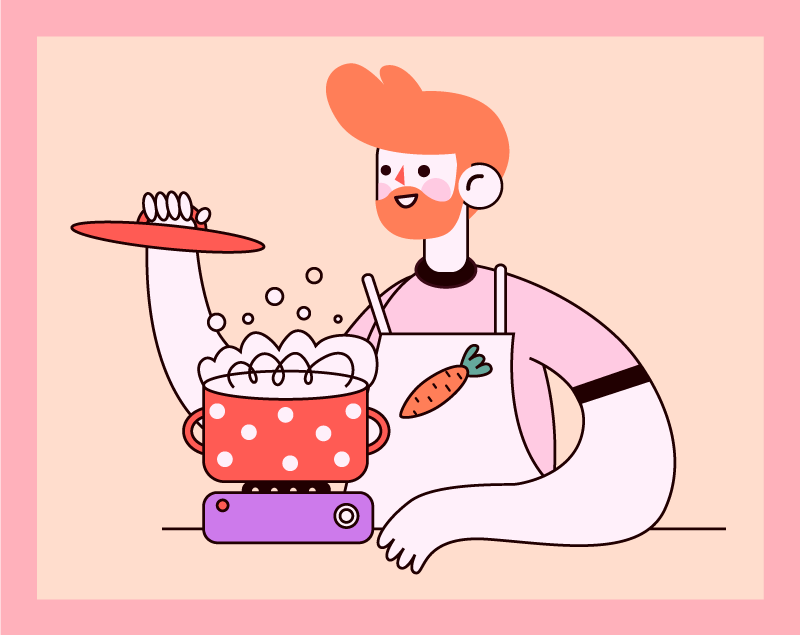 Roodharige man kookt vinyl vloerkleed keuken - TenStickers