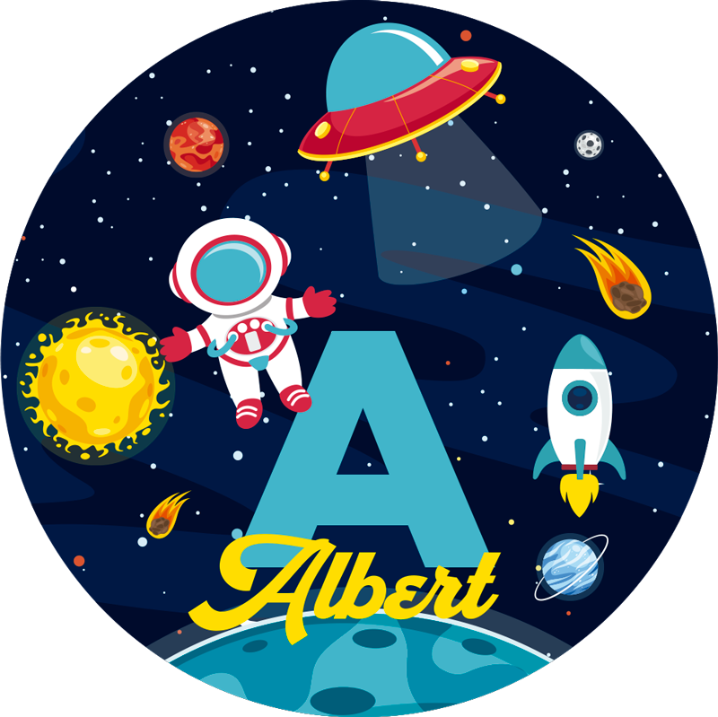 Aangepaste naam in de ruimte vinyl tapijt voor meer kinderen - TenStickers